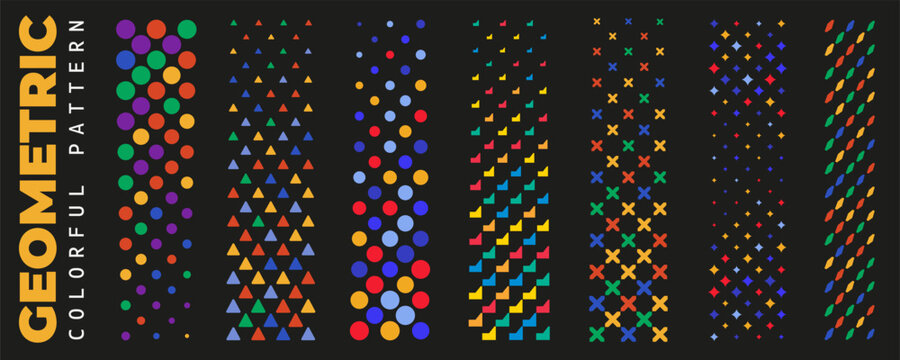 Pattern geometric halftone with geometry modern background for shape vector graphic. Texture abstract element with template vibrant color for grid set banner.
