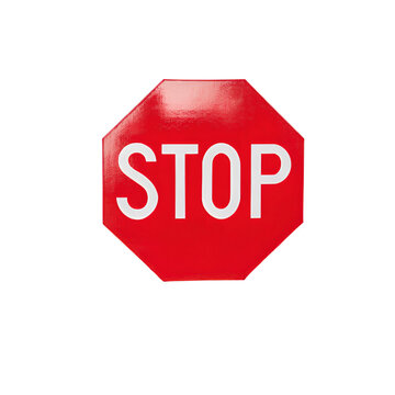 Red octagonal stop sign on transparent background