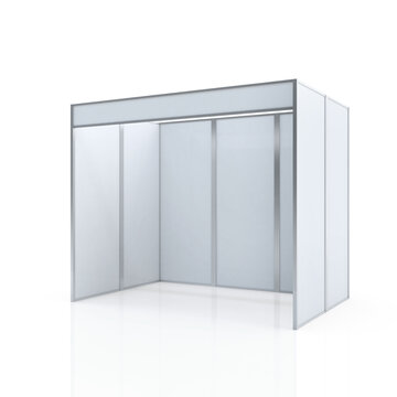 Compact Corner Exhibition Stand. 3D Rendering