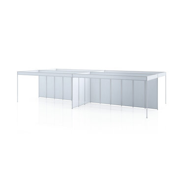 Wide Exhibition Canopy with Partition Bays. 3D Rendering