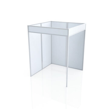 Narrow Display Booth from Above. 3D Rendering