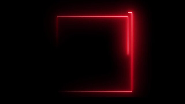 Golden neon square frame with smooth light sweep and subtle liquid distortion on a black background animation. Square rectangle picture frame with two line 