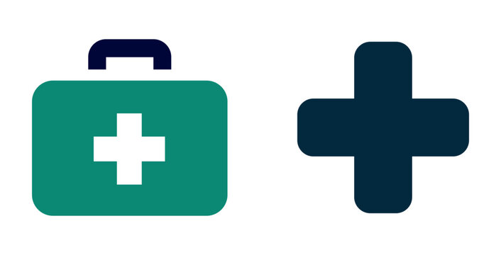 Medical kit icon and cross symbol