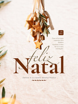Natal Crist&atilde;o Estrelas Madeira Post Card Insta Template Banner