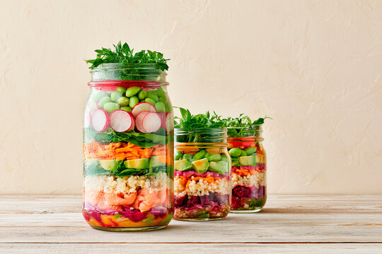 Healthy Meal Prep Salads in Glass Jars