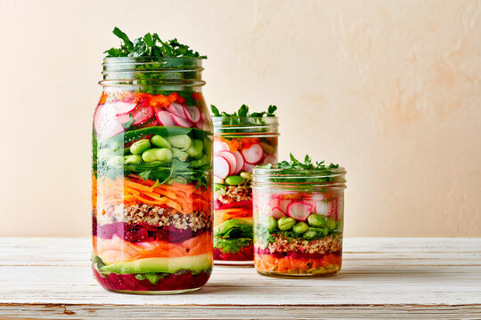 Healthy Meal Prep Salads in Glass Jars