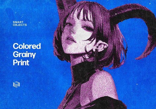 Colored Grainy Print Effect For Poster And Social Media Design