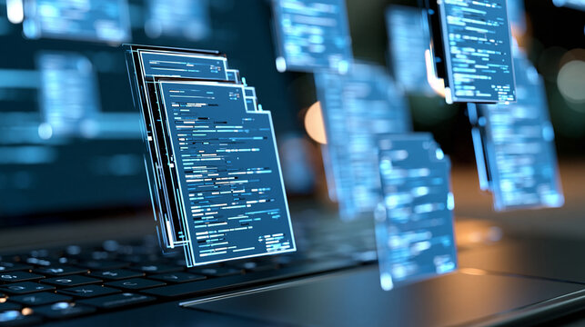 Close-up of a computer screen displaying automated data classification and document processing workflow, intelligent document management, AI automation, information extraction,