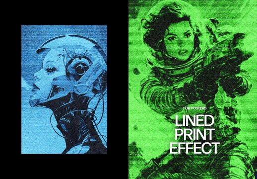 Vertical Lined Print Effect For Poster And Print Design