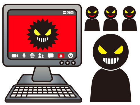 パソコンをハッキングするハッカーのイラスト素材5