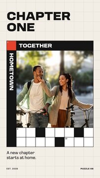 Crossword Stories / Editorial Portrait Frame With Perpendicular Word Bars for Family Stories, Community Posts and Lifestyle Promos / Vertical / Part 06