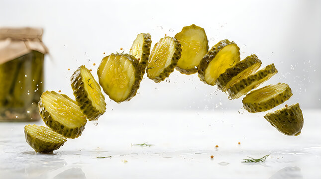 Fresh sliced pineapple pieces flying in the air in a dynamic arc motion for healthy food concept