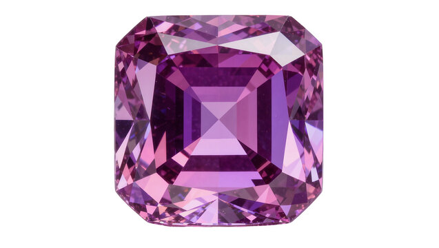 Cushion cut purple amethyst gemstone with faceted surface