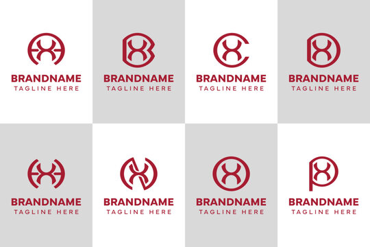 Letters XA XB XC XD XH XN XO XP Monogram Logo Set, for AX BX CX DX HX NX OX PX initials