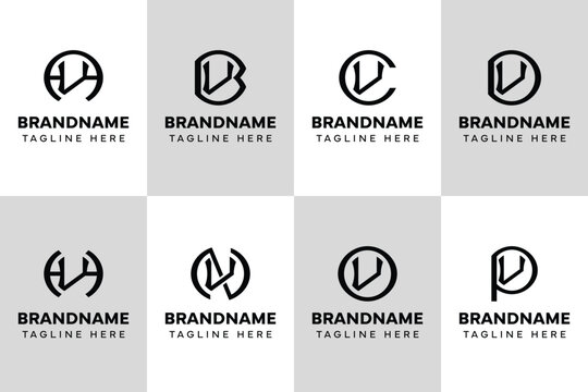 Letters VA VB VC VD VH VN VO VP Monogram Logo Set, for AV BV CV DV HV NV OV PV initials