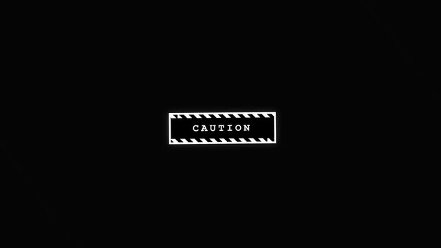 Monospace Caution Sign White Border Stripe Motion Graphics