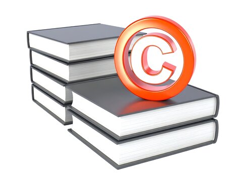Copyright Symbol Situated on a Stack of Books