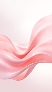 Vertical abstract 3D wavy cloth background with grainy particle texture featuring luxury gradient soft pink and peach wave for mobile screen wallpaper.