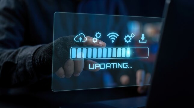 A detailed close up view of a smartphone screen showing a loading progress bar and various connectivity symbols during file uploading