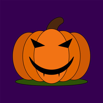 Halloween pumpkin with face, vector illustration.