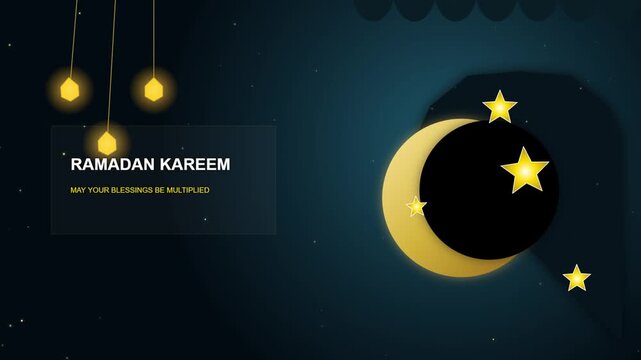 Ramadan Kareem crescent moon and stars silhouette for islamic holiday decoration