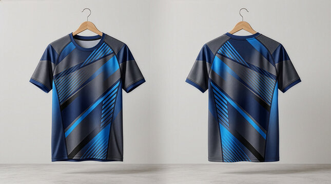 Blank Sports T-Shirt Mockup, Front and Back View