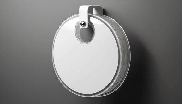 blank plastic shelf wobbler round hanging sign mockup with curved bracket isolated on background realistic 3d of a shelf talker for sales promotion price tags logo presentation and supermarket ads