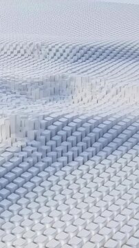 Geometric wave field undulates across a pale digital terrain. Technology presentations, science and engineering media, and futuristic title sequences.