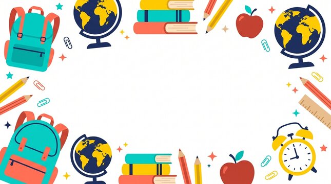 Online education concept flat illustration with laptop and students