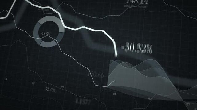 Falling stock prices and market correction chart monochrome