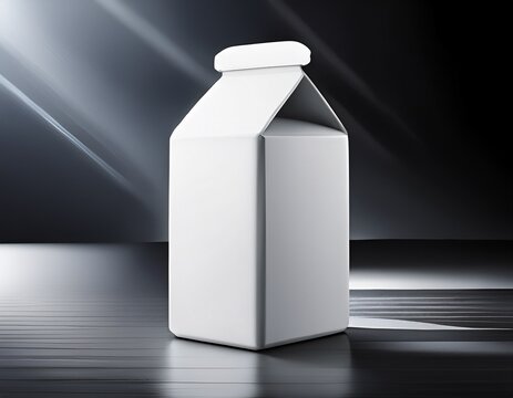 mock up of milk container mon white 3d rendering of milk box transparent backround