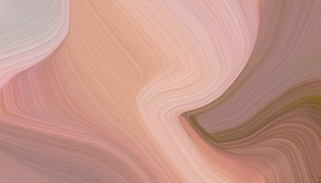 unobtrusive header with elegant curvy swirl waves background design with rosy brown light gray and pastel brown color