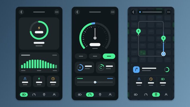 Sleek User Interface Dashboard App Animation with Modern Dark Mode Design Elements and Interactive Analytics for Digital Product Presentation