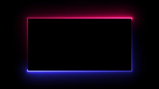 Abstract glowing neon light rectangle border frame animation.4k video