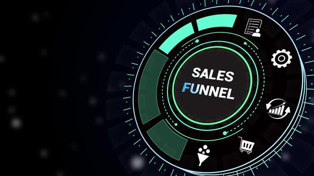 Sales funnel stages explained through lead nurturing, customer conversion and purchase journey animation