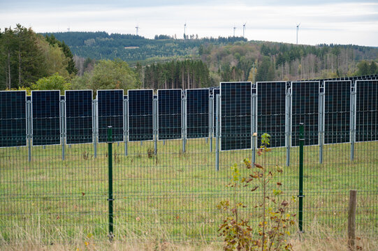 Solar panel station, efficiency renewable sustainable energy, photovoltaic system, infrastructure and technology, clean electricity, Germany