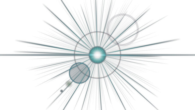 Abstract lens flare light effect with radial sunburst rays on white background transparent background