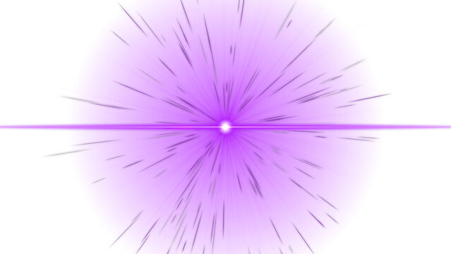 Abstract purple light explosion with lens flare effect on white background transparent background