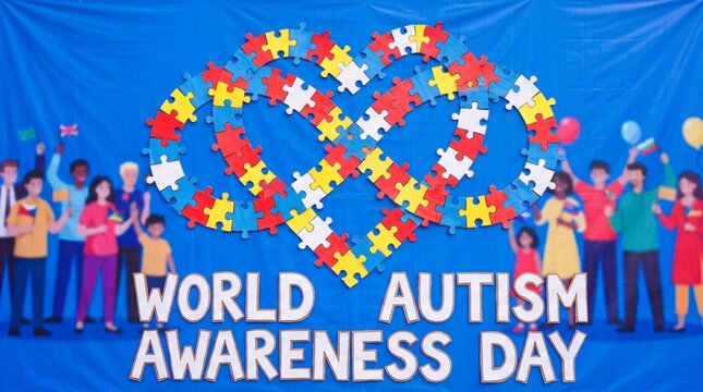 Diverse group celebrating world autism awareness day