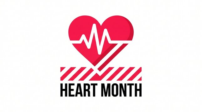 Pink heart with heartbeat lines for heart month
