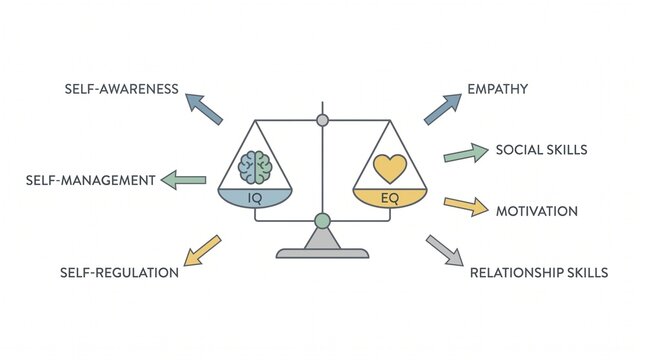 Balance scale showing iq and eq comparison