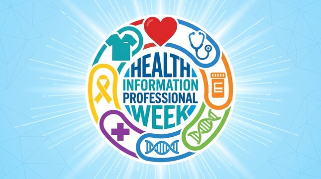 Health information professional week colorful logo badge