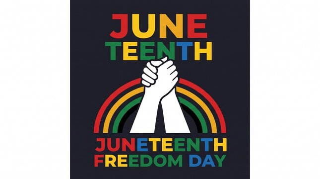 Juneteenth celebration with rainbow and fist bump