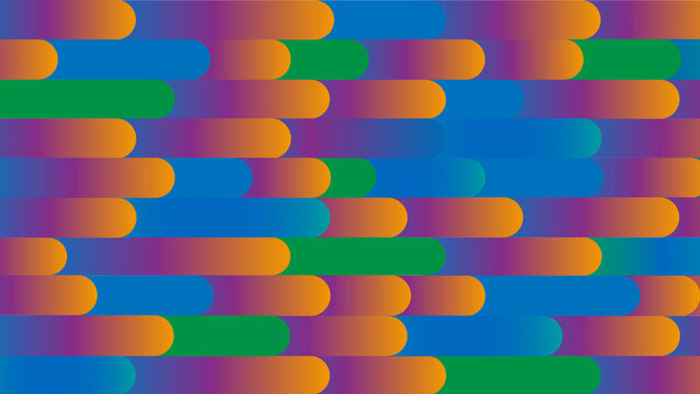 Horizontal rows of rainbow gradient capsule shapes in colorful geometric pattern