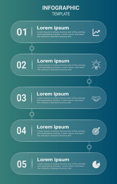 Modern Business Infographic Template with Five Numbered Steps, Horizontal Process Timeline, and Editable Corporate Data Visualization Design