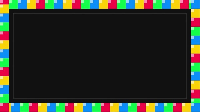 Colorful pixelated christmas lights corner border and frame