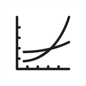Crossing line graphs, linear icon. Comparative data trends, nonlinear growth and crossover analysis. Line with editable stroke.