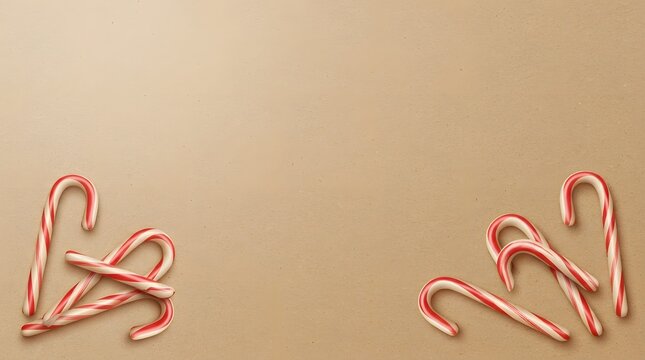 A delightful arrangement of classic candy canes creates a festive and sweet backdrop perfect for holiday season celebrations and cheerful imagery
