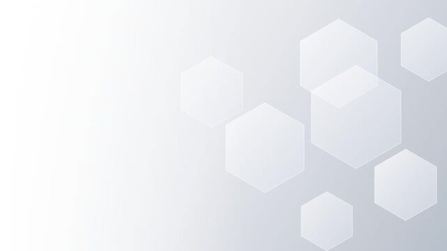 Minimalist abstract background with glowing white hexagonal shapes moving slowly across clean digital space