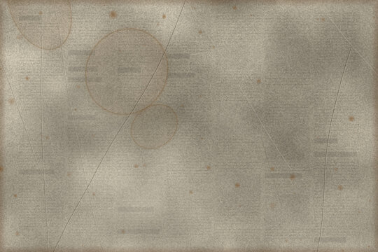 Vintage weathered parchment paper texture featuring stained circles diagonal scratches faint lines aged imperfections distressed spots and muted grey tones for creative design projects